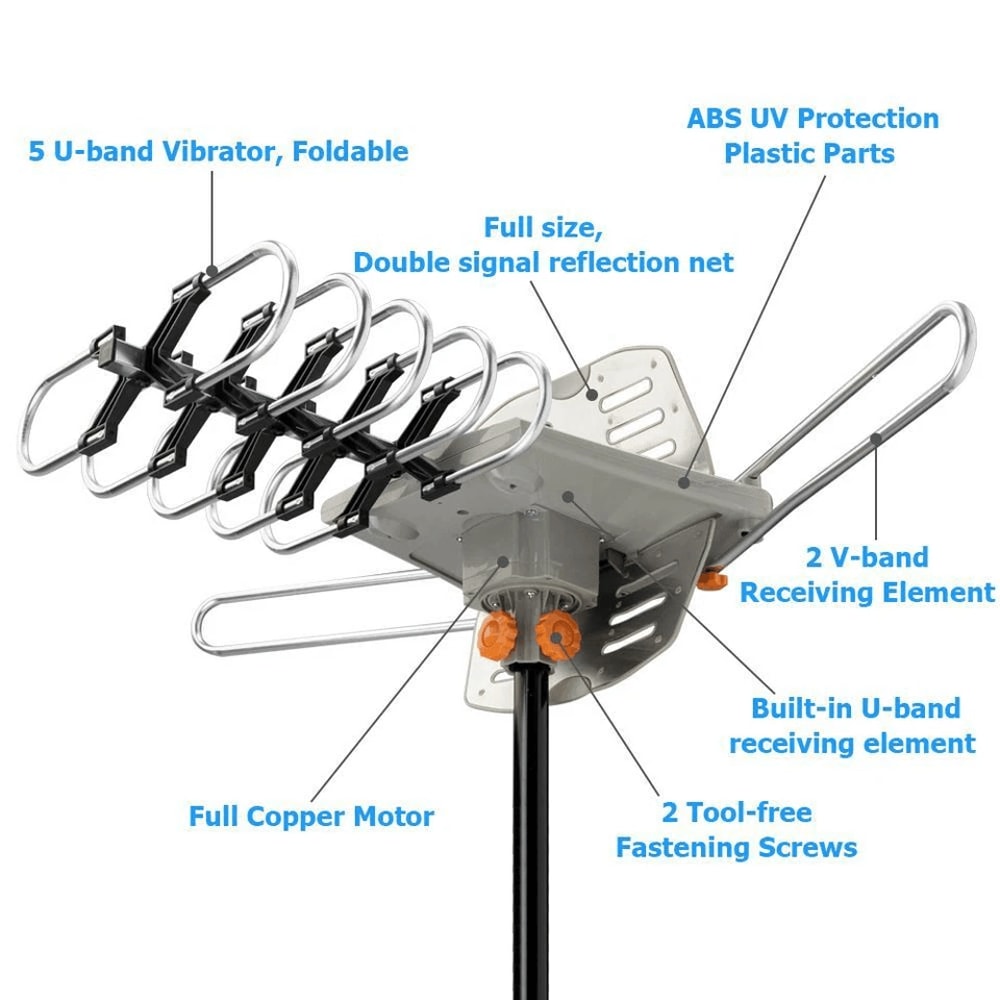 Outdoor HDTV Antenna Amplified TV Aerial UHF VHF FM Receiver With Mount Pole 3
