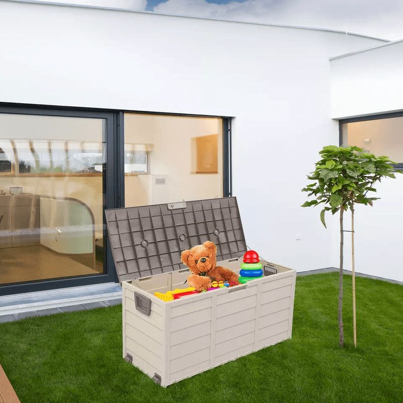Resin Deck Box Outdoor Storage For Patio Furniture Pool Accessories  Toys 1