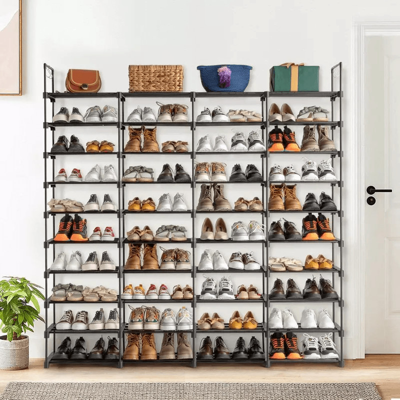 Large Capacity Metal Shoe Rack Tier Shoe Storage Organizer With Hooks And Shelves For Entryway Clos 2