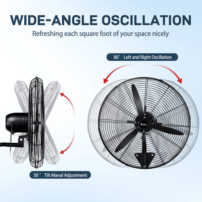 Oscillating Wall Fan High Velocity Industrial Heavy Duty Shop Fan 3