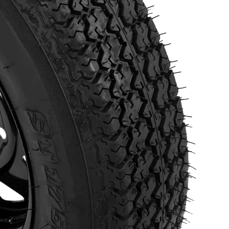 2Pack Trailer Tires On Rim ST17580D13 5 Lug Black Spoke Wheels Load Range C 13 Inch Trailer Tire As 2