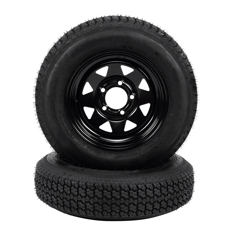 2Pack Trailer Tires On Rim ST17580D13 5 Lug Black Spoke Wheels Load Range C 13 Inch Trailer Tire As 0