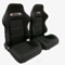 Pair Of Sports Cloth Reclinable Racing Seats Black With Slider Brackets 5