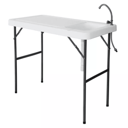 portable camping fish cutting table with sink & faucet, outdoor fish hunting washing & cleaning station