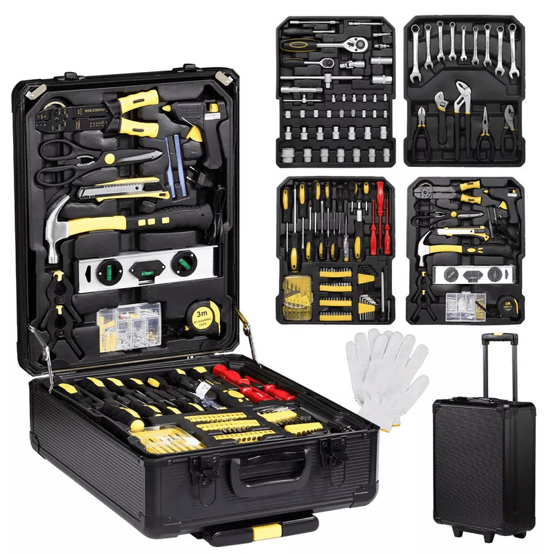 Complete Mechanics Tool Kit With Rolling Trolley Case Sockets Wrenches More 0