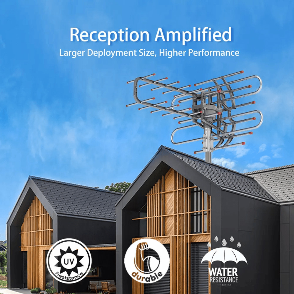HDTV Outdoor Amplified Digital TV Antenna With 360 Rotor UHFVHF Signal Booster Remote ControlHome R 5