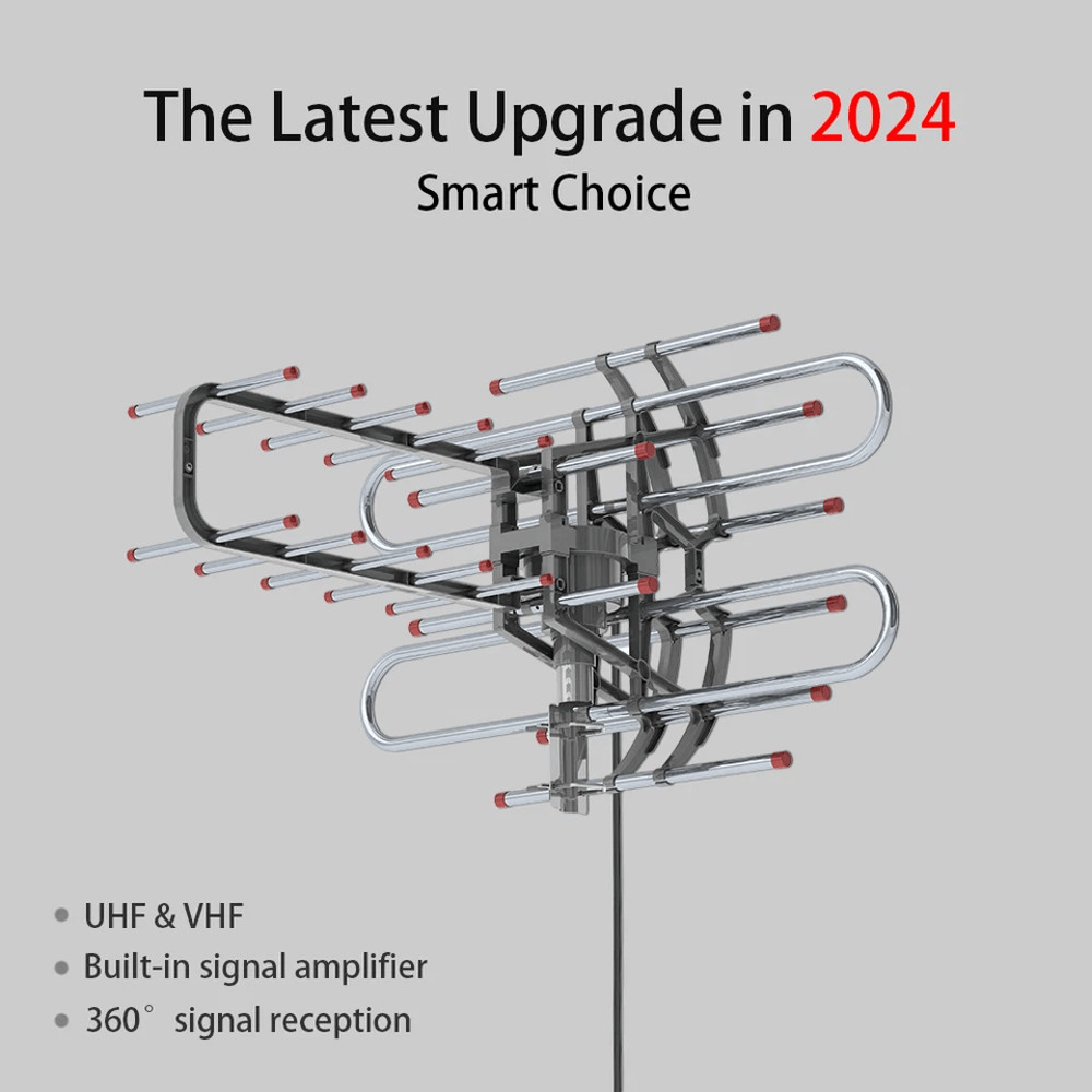 HDTV Outdoor Amplified Digital TV Antenna With 360 Rotor UHFVHF Signal Booster Remote ControlHome R 2