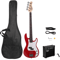 Glarry GP Electric Bass Guitar With Amplifier Red Full Starter Kit 0