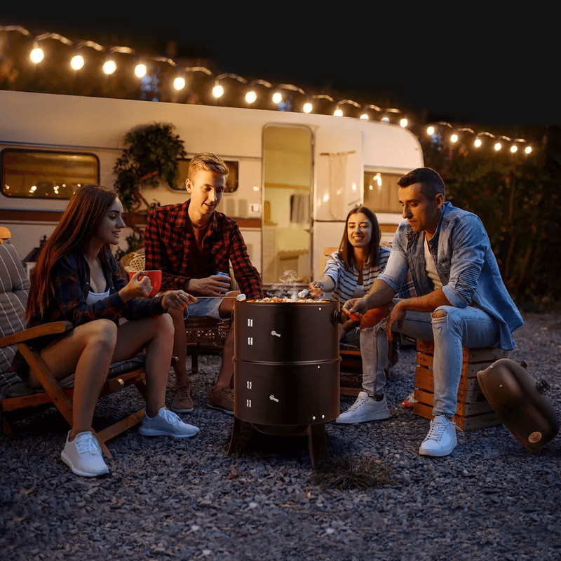 Charcoal Smoker BBQ Grill Portable Vertical Outdoor Meat Cooker With Builtin Thermometer For Grilli 6
