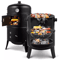 Charcoal Smoker BBQ Grill Portable Vertical Outdoor Meat Cooker With Builtin Thermometer For Grilli 0