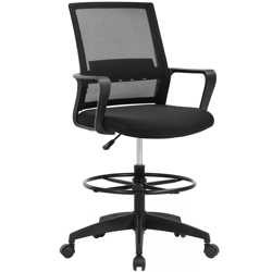 drafting chair tall office chair adjustable height ergonomic mesh stool with arms, and foot ring for studio