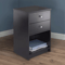 Modern Black 2 Drawer Nightstand Wood Storage End Table Bedside Organizer 1