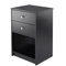 Modern Black 2 Drawer Nightstand Wood Storage End Table Bedside Organizer 2