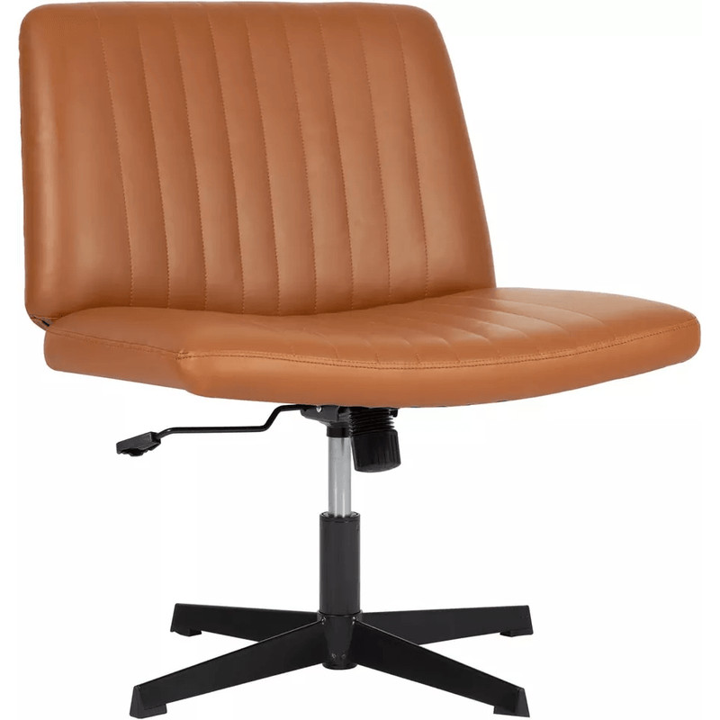 Criss Cross Armless Office Chair  No Wheels Modern Swivel Height Adjustable Wide Seat For CrossLegg 6