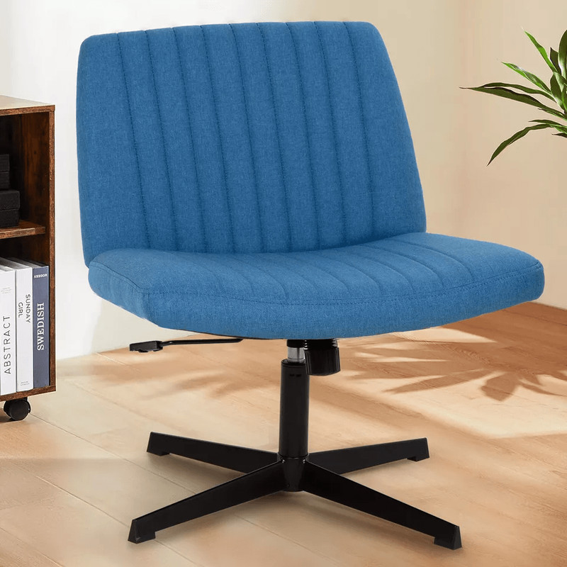 Criss Cross Armless Office Chair  No Wheels Modern Swivel Height Adjustable Wide Seat For CrossLegg 8
