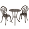 3 Piece Outdoor Garden Bistro Set Bronze Iron Table  Chairs 0