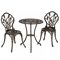 3 Piece Outdoor Garden Bistro Set Bronze Iron Table Chairs 0