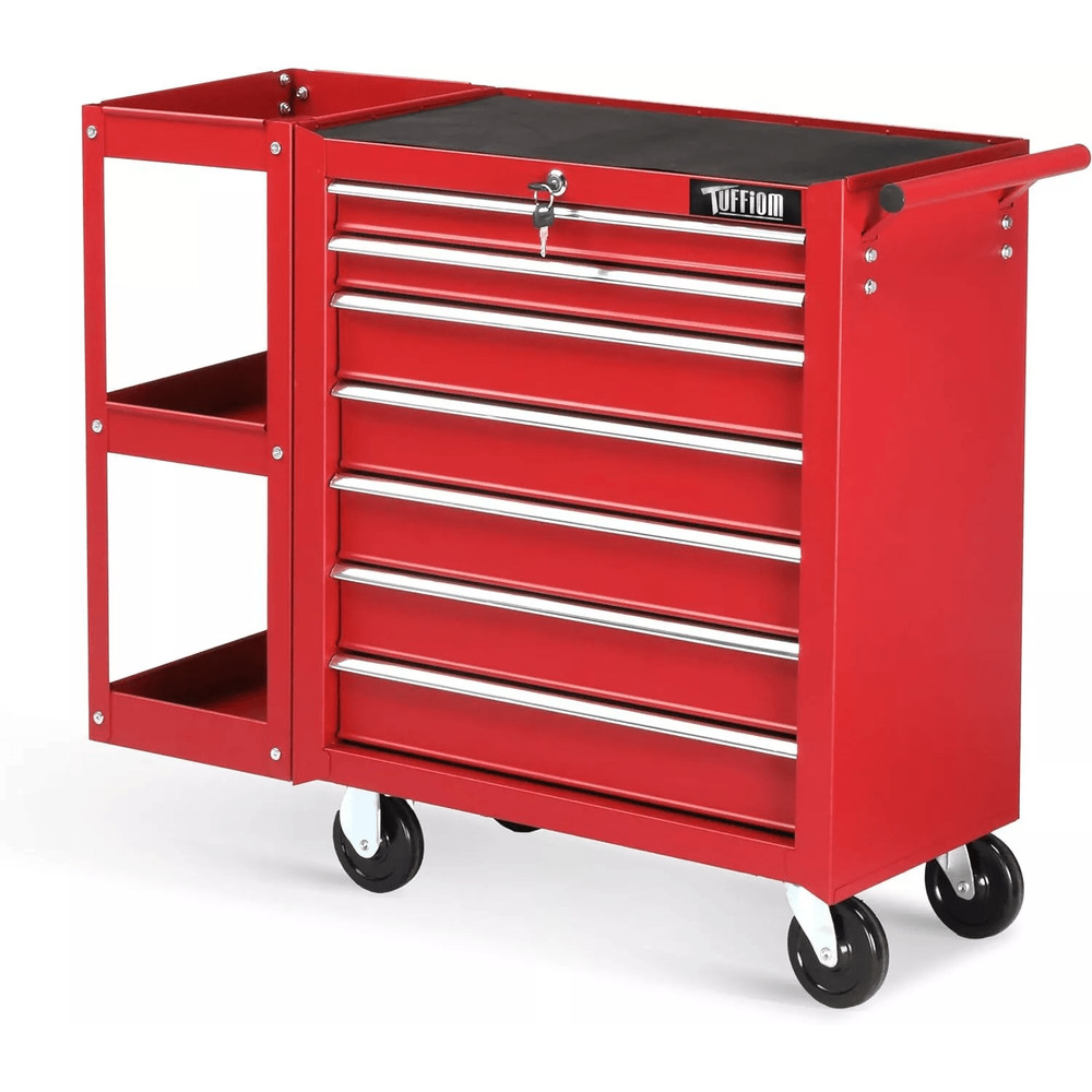 Heavy Duty Drawer Rolling Tool Chest Tool Box With Lock Key And Side Shelves Drawer Steel Tool Cab 0
