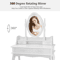 White Vanity Dressing Table Set With Mirror Stool 4 Drawer Makeup Desk For Bedroom Elegant MDF Woo 6