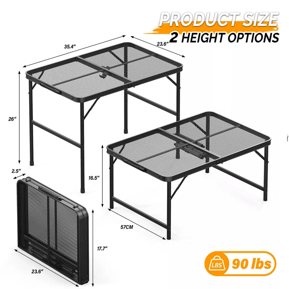 Camping Table Folding Grill Table With Mesh Desktop Portable Aluminum Picnic Table For BBQ Outdoor 7