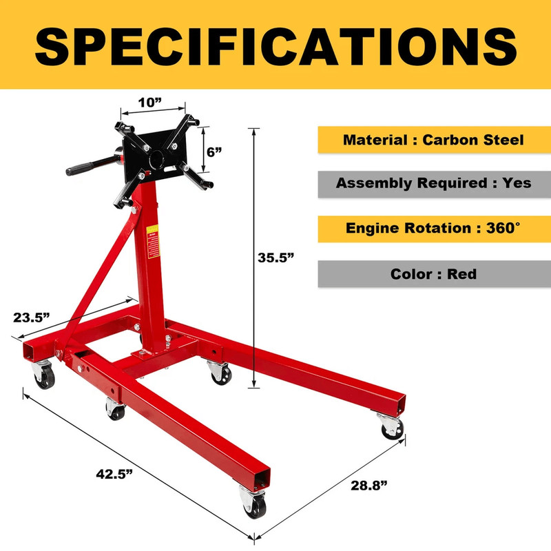 Heavy Duty Engine Motor Stand Hoist Folding Auto Shop Jack For Car Truck Garage Engine Rebuilding 6