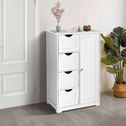 freestanding bathroom floor storage organizer cabinet with cupboard waterprof wooden unit for bathroom, bedroom, hallway