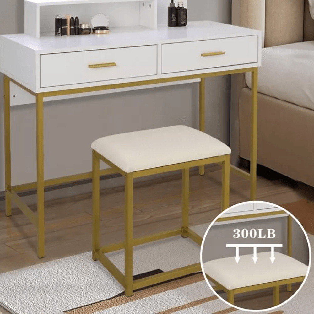 LED Vanity Set With Lighted Mirror Cushioned Stool Dressing Table Makeup Table 3