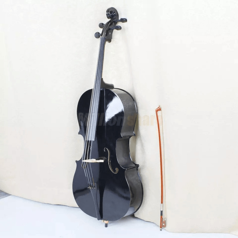 New Size Professional Basswood Black Color Cello Full Set Includes Bag Bow Rosin  Bridge Full Size  2