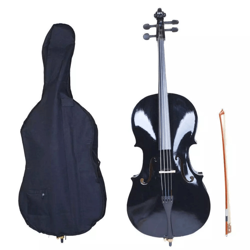 New Size Professional Basswood Black Color Cello Full Set Includes Bag Bow Rosin  Bridge Full Size  3