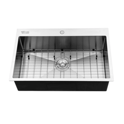 premium stainless steel single bowl top mount kitchen sink with bottom grid