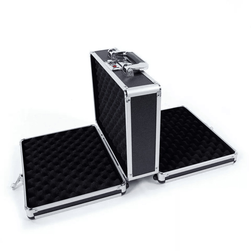 Double Sided Aluminum Pistol Gun Case Secure Handgun Carry Storage Box With Foam Inserts Combinat 9