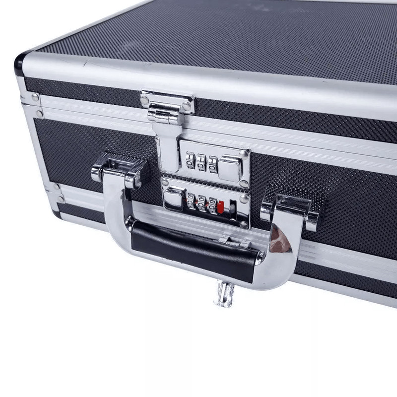Double Sided Aluminum Pistol Gun Case Secure Handgun Carry Storage Box With Foam Inserts Combinat 7