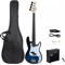 New GP Glarry Electric Bass Guitar Blue Starter Kit For Beginners 0