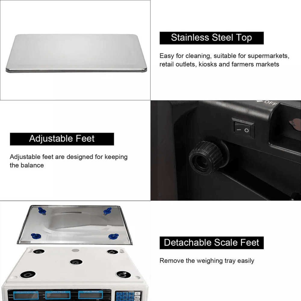 88LB 40KG Digital Price Computing Scale Commercial Food Meat Produce Deli Weighing Dual LCD Displa 8