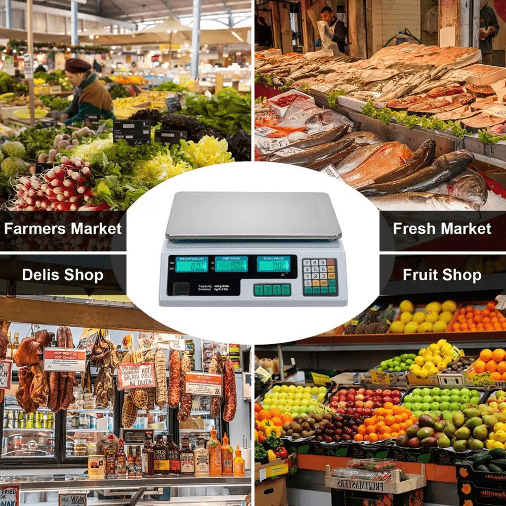 88LB 40KG Digital Price Computing Scale Commercial Food Meat Produce Deli Weighing Dual LCD Displa 1