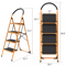 4 Step Folding Steel Ladder AntiSlip Black Yellow Step Stool 4