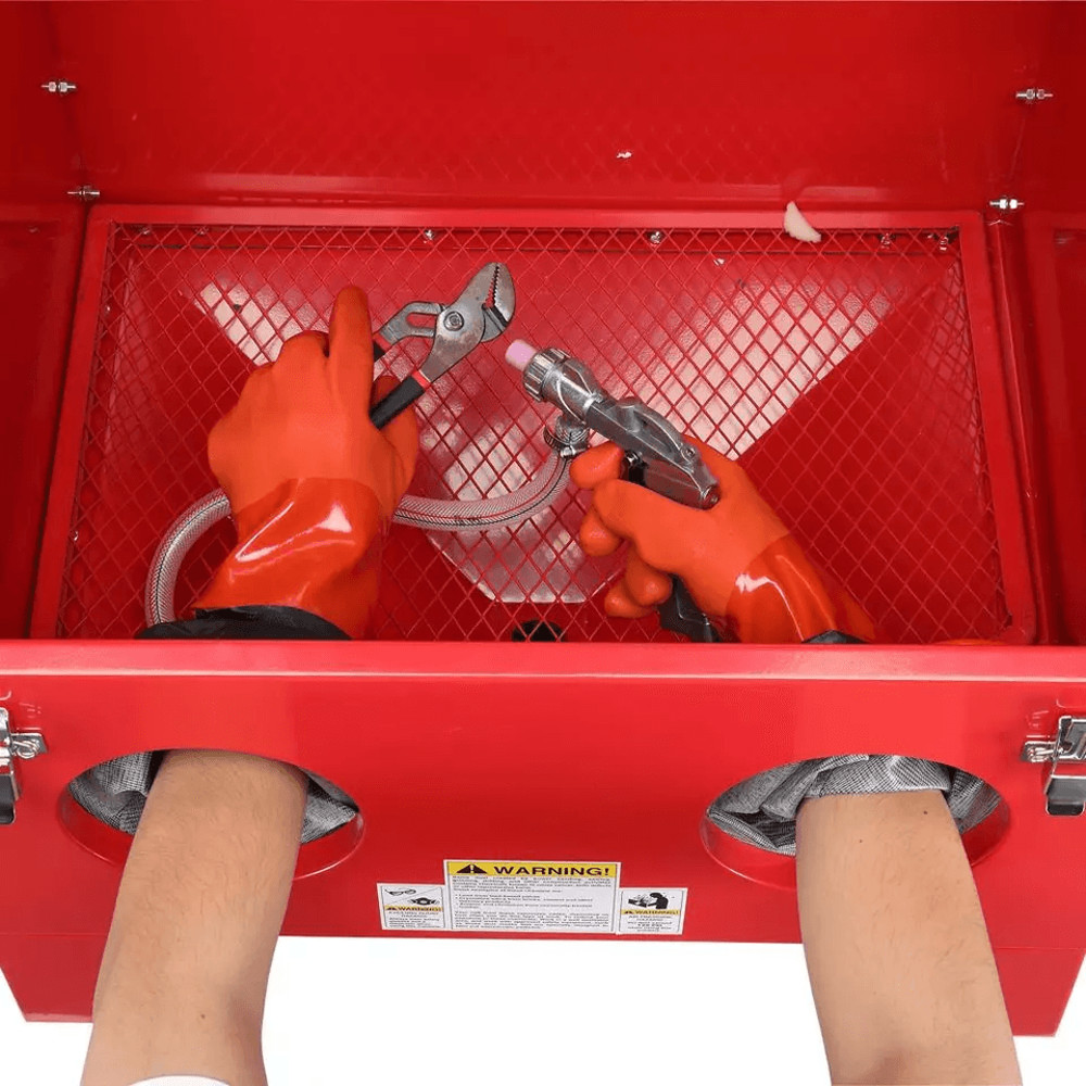 40 Gallon Cabinet Bench Top Air Sandblasting Kit With Gun 4 Nozzles Portable Steel Sandblaster 1