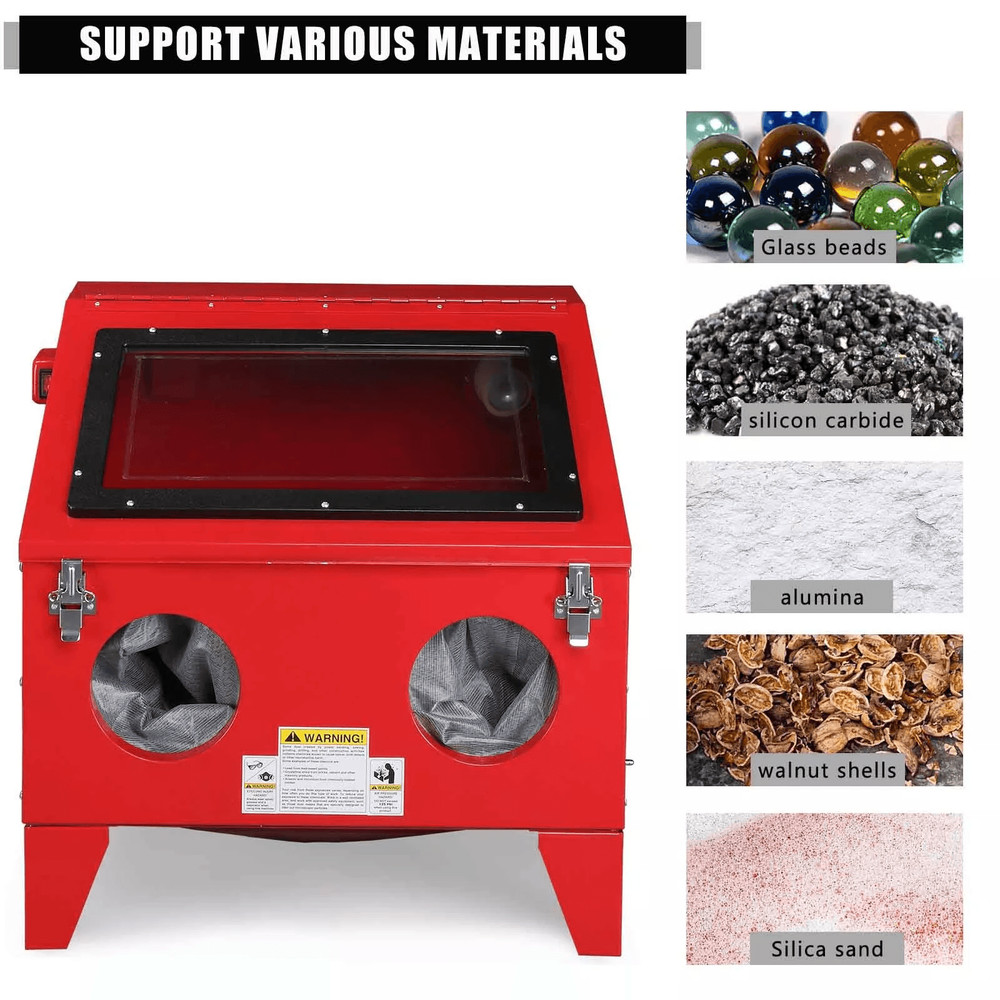 40 Gallon Cabinet Bench Top Air Sandblasting Kit With Gun 4 Nozzles Portable Steel Sandblaster 0