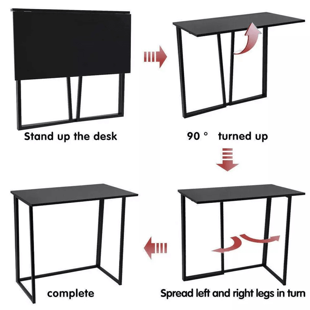 Compact Folding Desk Black Study Table For Home Office Laptop Use 3