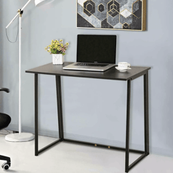 compact folding desk, black study table for home office & laptop use