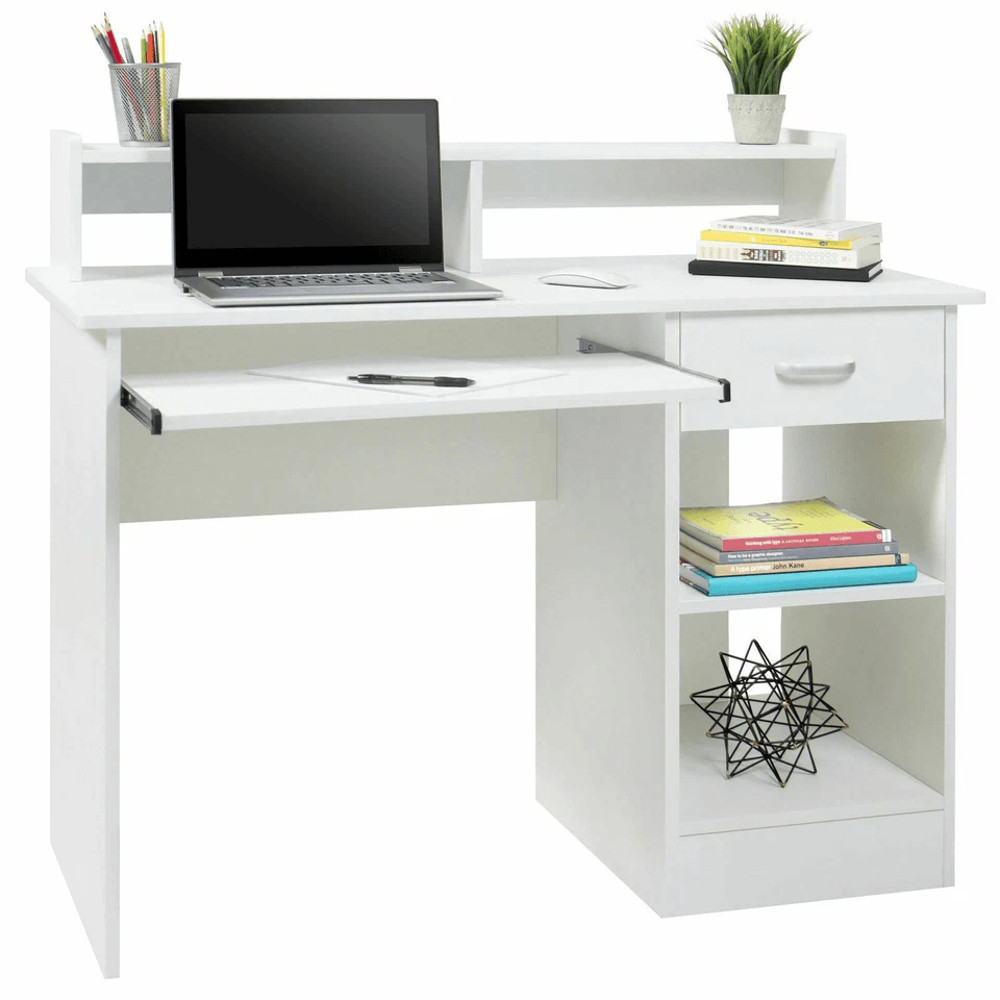 Writing Table Computer Desk Laptop PC Furniture Wood Study Workstation With Hutch Cabinet For Offi 2