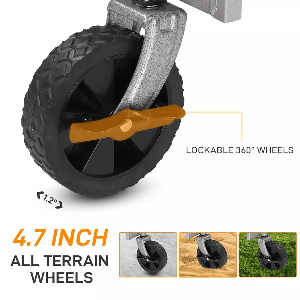 Heavy Duty Collapsible Folding Wagon Cart Black Steel Frame Oxford Fabric  Ideal For Garden Beach C 5