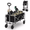 Heavy Duty Collapsible Folding Wagon Cart Black Steel Frame Oxford Fabric  Ideal For Garden Beach C 0