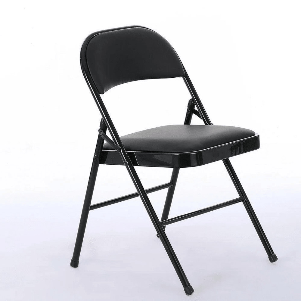 Home Dinner Fabric Padded Seat Metal Frame Folding Chairs Portable SpaceSaving Comfortable Dining S 5