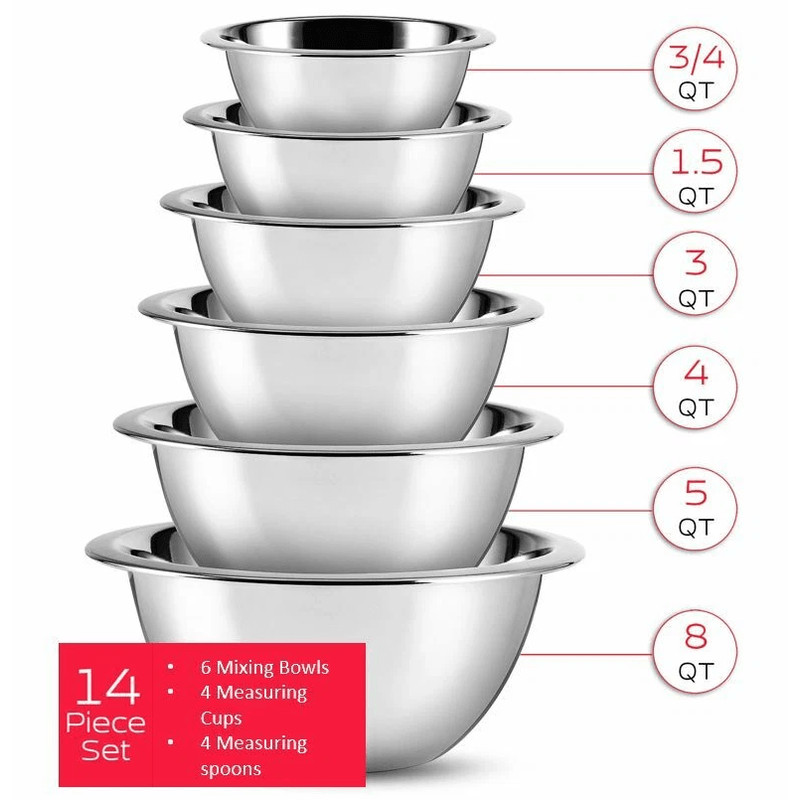Premium Stainless Steel Mixing Bowls With Measuring Tools Ideal For Cooking  Baking 1