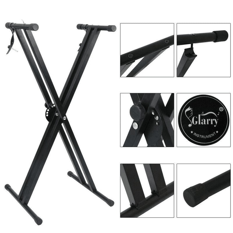 Electric Keyboard Piano Stand Dual XBrace HeavyDuty Adjustable Double Tube Folding Stand For Digit 2
