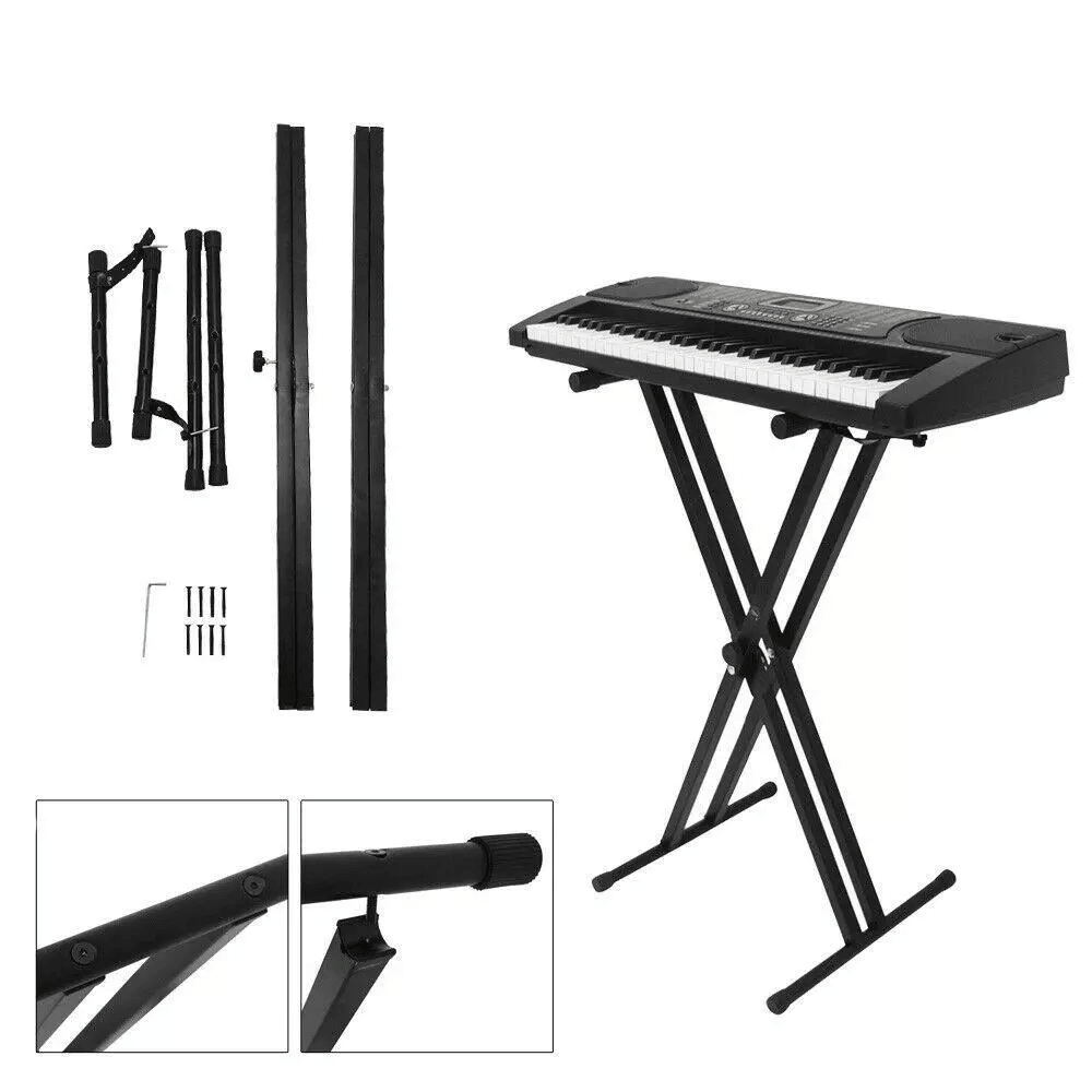 Electric Keyboard Piano Stand Dual XBrace HeavyDuty Adjustable Double Tube Folding Stand For Digit 0