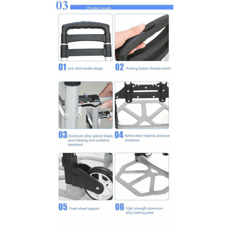 Portable Aluminium Folding Push Cart Travel Shopping Trolley Luggage With Wheels Compact And Lightw 8