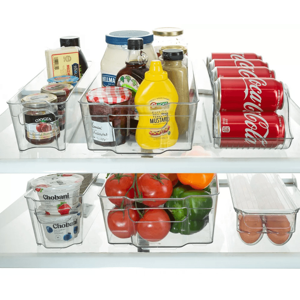 Stackable Refrigerator Organizer Bins Fridge Storage Containers Set With Magnetic Whiteboard For Ki