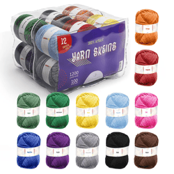 multicolored acrylic yarn skeins set for crocheting, soft knitting yarn for beginners, arts & crafts, and classroom ste